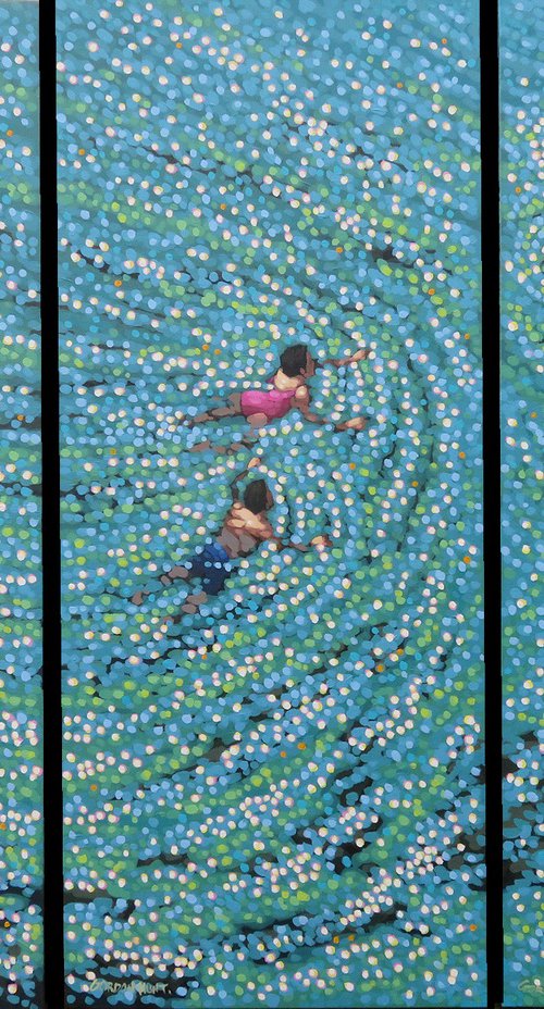 Swim adventure - Triptych by Gordon Hunt