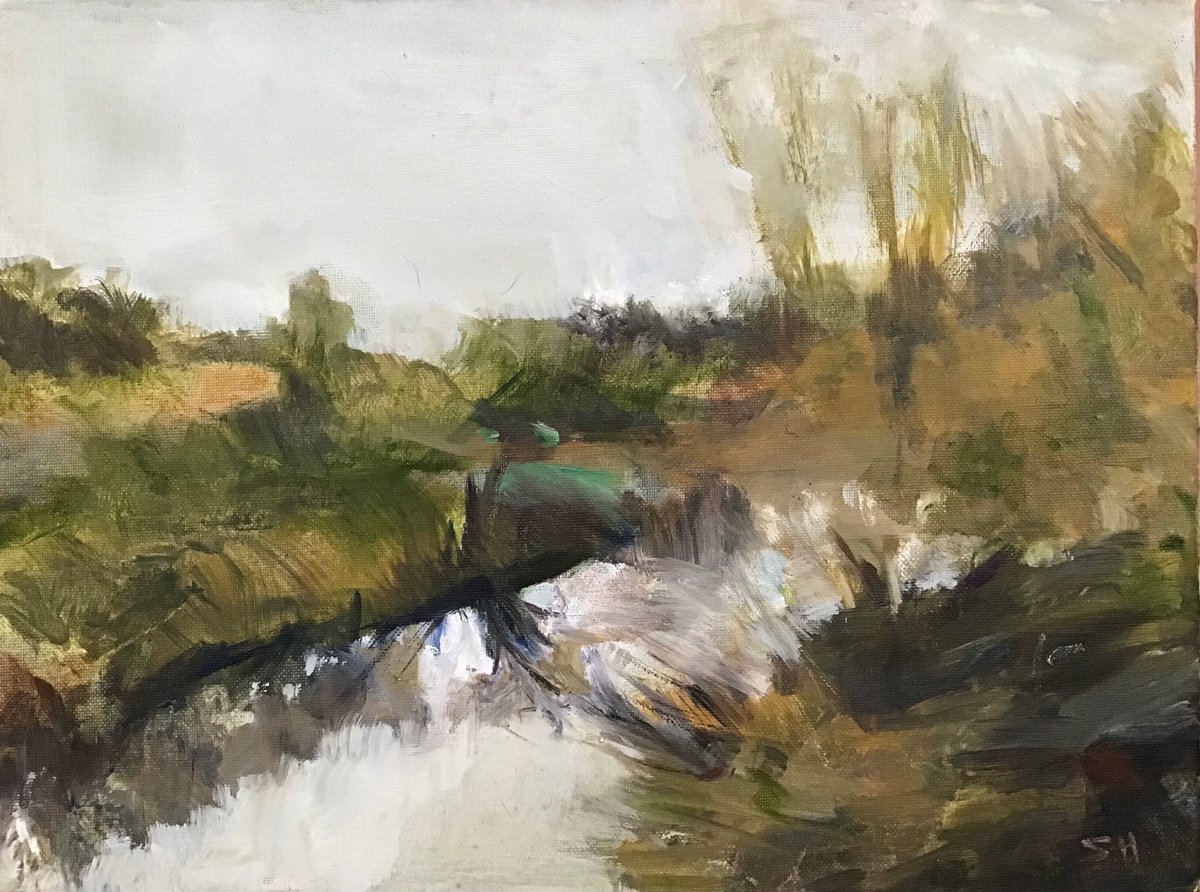 Organic Landscape Oil Painting By Sandra Haney, 16 X 12", Hambleton-Skelton, Original Artwork