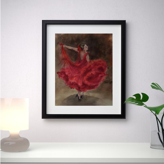 Flamenco Dancer in Red Dress