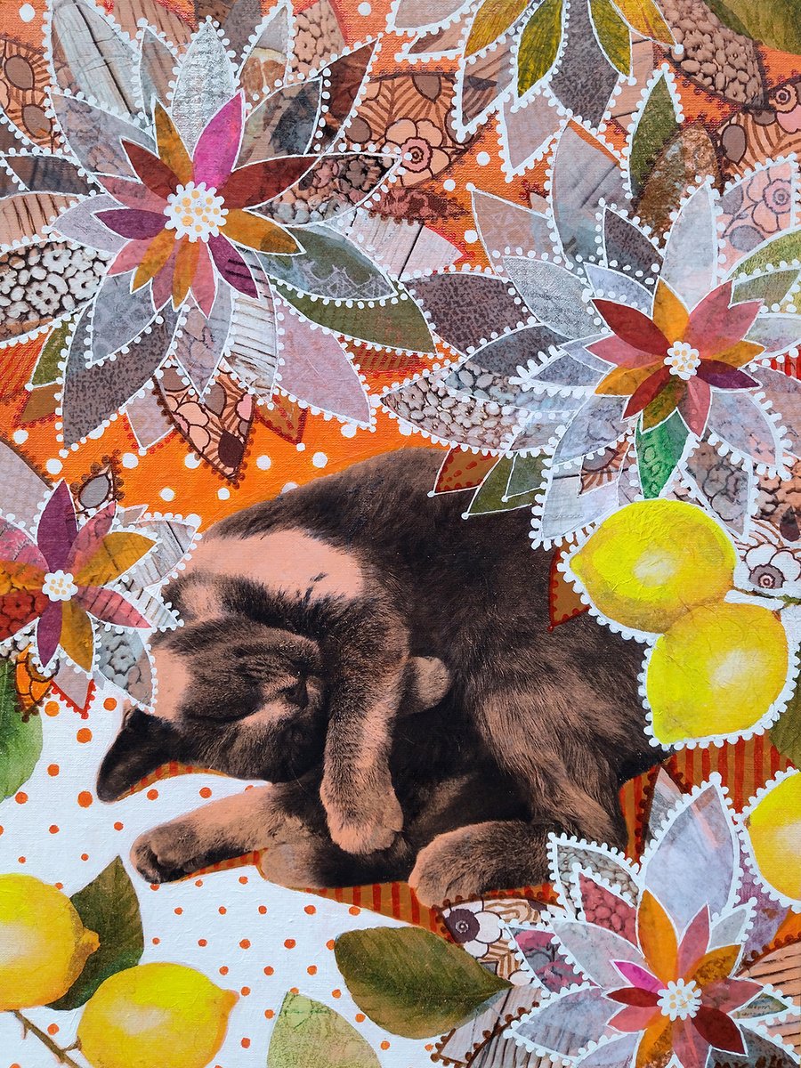 Animal Collage By Margot Raven, 12 X 16", The Cat