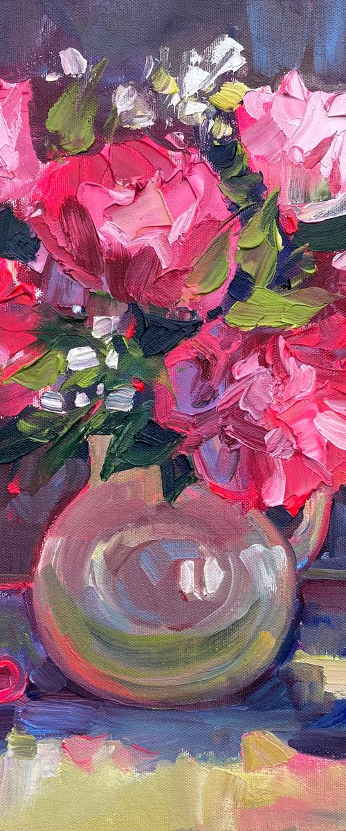 Pink Peony — Original Oil Painting by Natalia Miasnikova