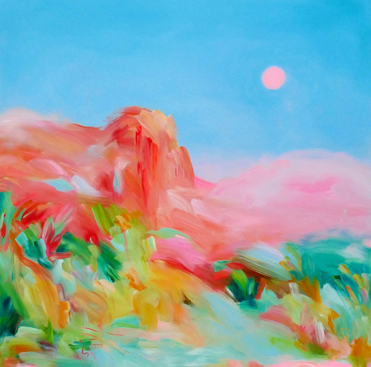 Expressive Landscape Acrylic Painting By Alanna Eakin, 31 X 31, This Is The Place, Original Artwork