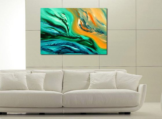 Life's flux, 100x70 cm, Deep edge, LARGE XL, Original abstract painting, oil on canvas