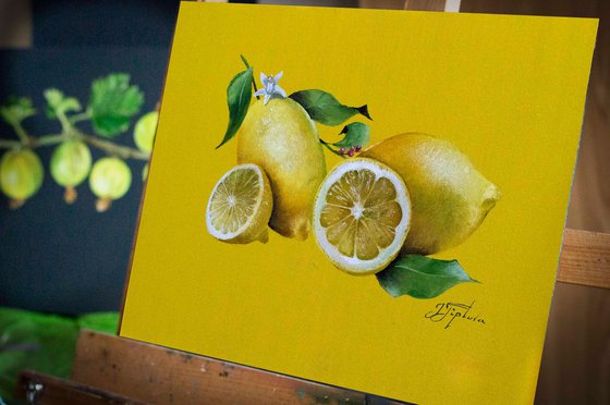 "LEMONS ON YELLOW BACKGROUND"