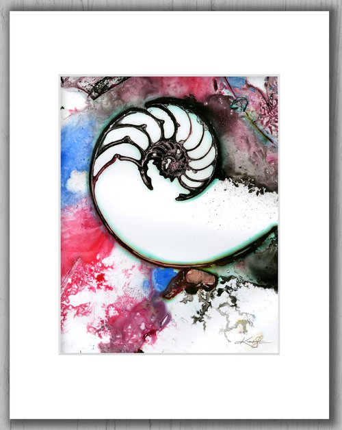 Secrets From The Deep 10 -  Mixed Media Nautilus Shell Painting by Kathy Morton Stanion by Kathy Morton Stanion