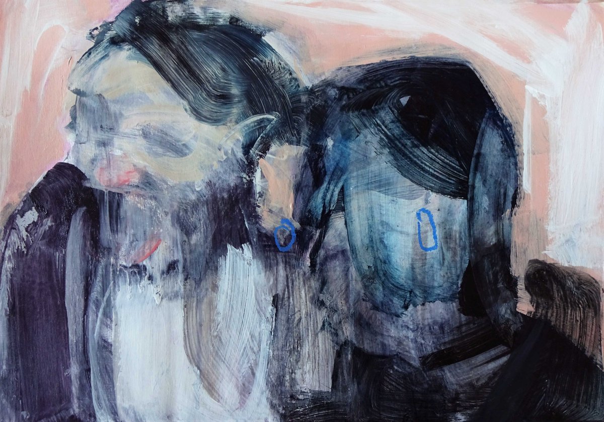 Expressive Portrait Painting By Cynthia Gregorova, 16 X 11, Untitled, Original Artwork