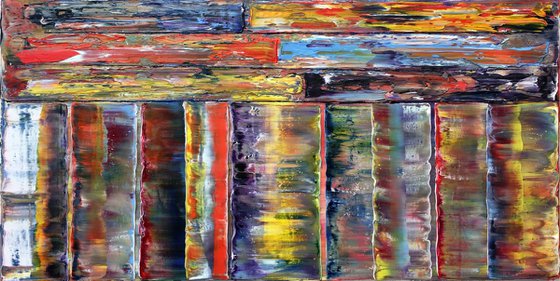 "All Structures Are Unstable" - Original Highly Textured PMS Abstract Oil Painting On Canvas - 36" x 18"