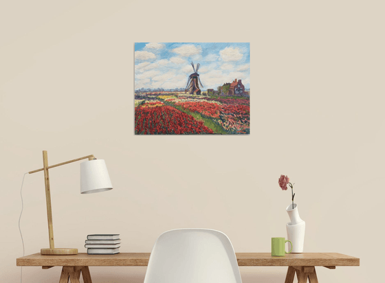 Tulip fields with a windmill