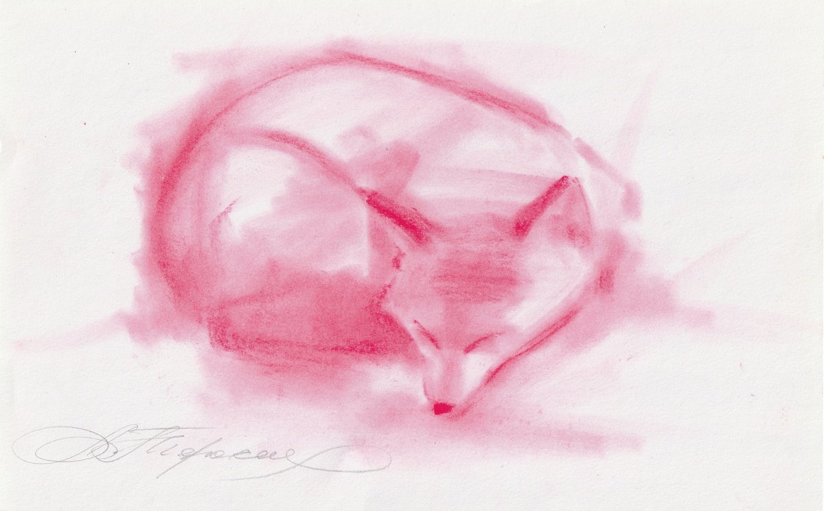 Animal Pastel Drawing By Anastasia Terskih, 11 X 7, Sweet Dreams, Original Artwork