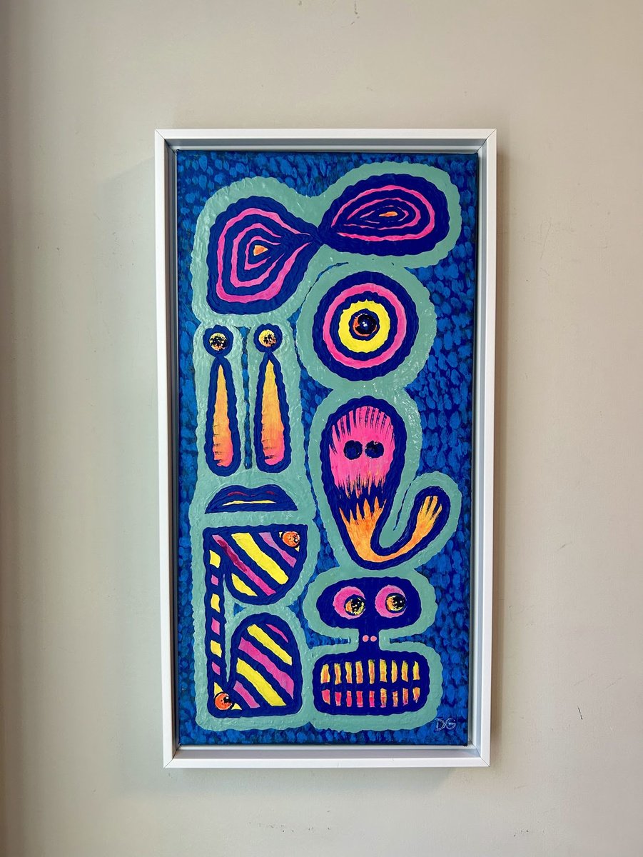 Geometric Abstract Painting By Daniel Goodman, 11 X 21, Guardians Of The Gate, Original Artwork