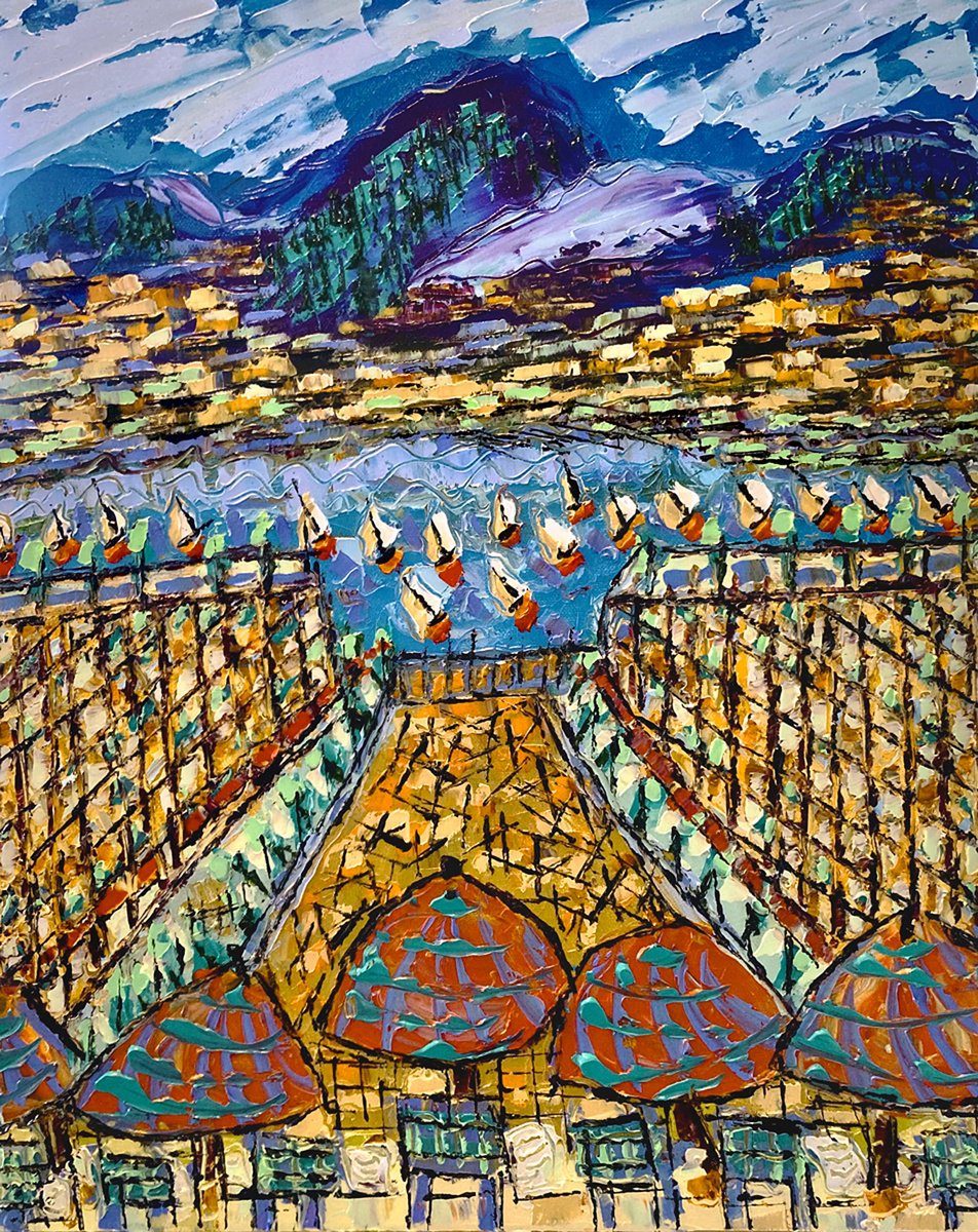 Impressionistic Landscape Oil Painting By Ann Parks Mccray, 16 X 20, Rooftop View, Original Artwork