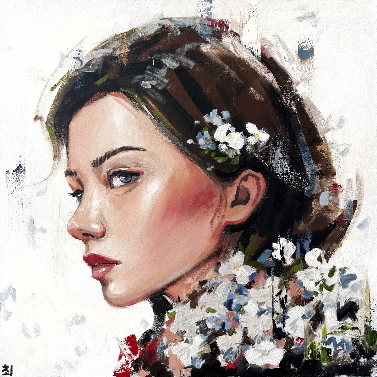Woman with flowers by Marina Ogai