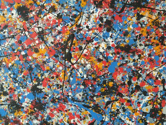 Abstract J. Pollock style acrylic on canvas by M.Y.