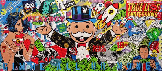 Monopoly Buy or Sell 270cm x 120cm Monopoly Man Textured Urban Pop Art