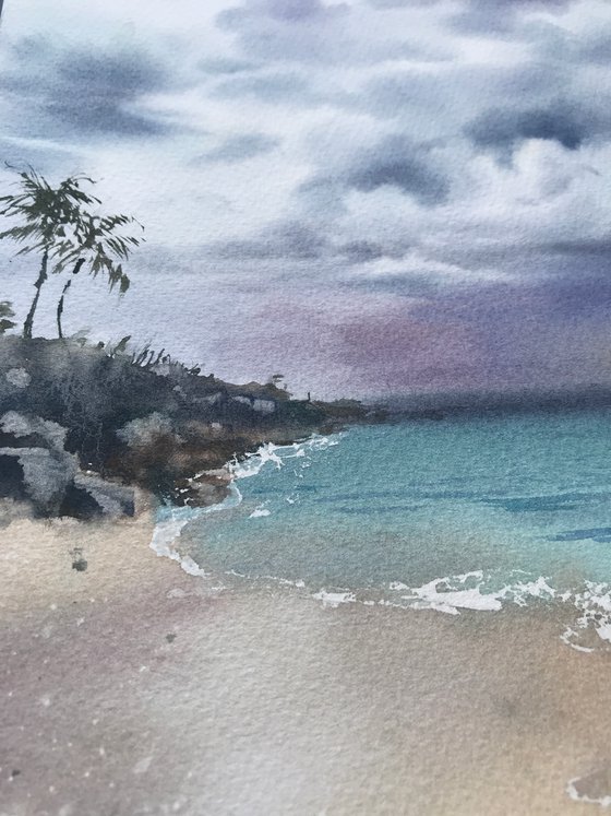 The sea coast   Before a thunderstorm