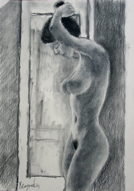 Female Figure 44 Charcoal Sketch