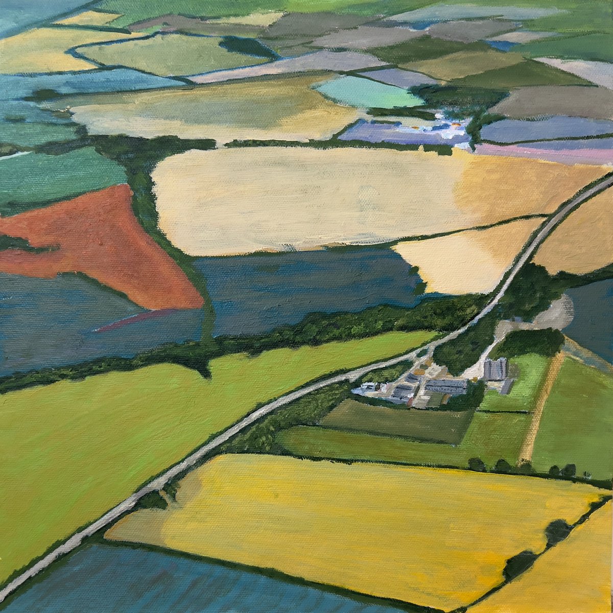 Impressionistic Landscape Acrylic Painting By Km Arts, 15 X 15", Under Shared Skies, Original Artwork