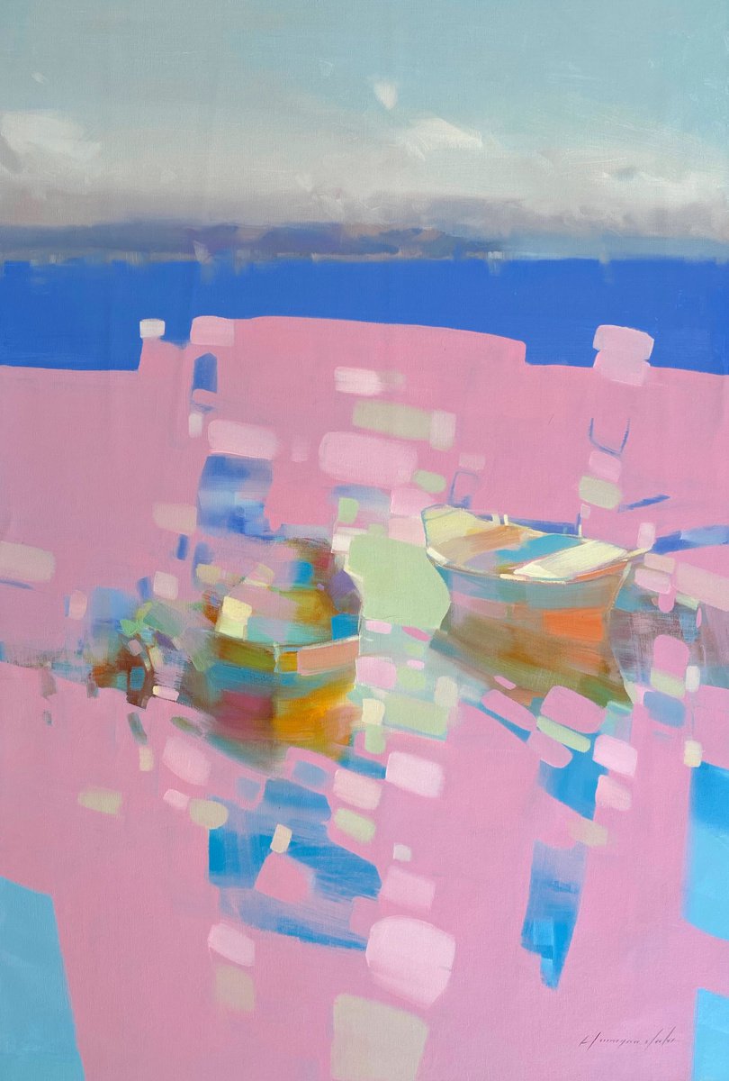 Canoes By Vahe Yeremyan, 30 X 45, Artwork For Sale On Artfinder