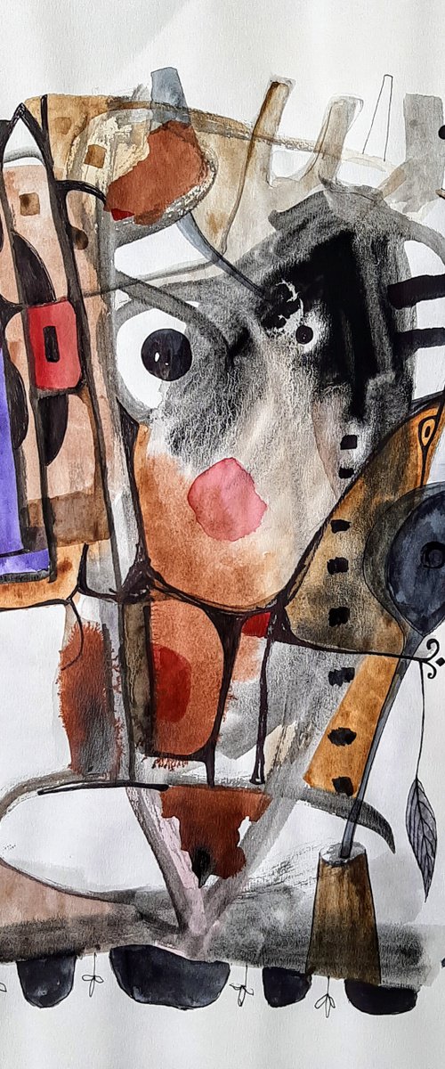 Untitled. Ink watercolour tempera on paper by Ulugbek Doschanov