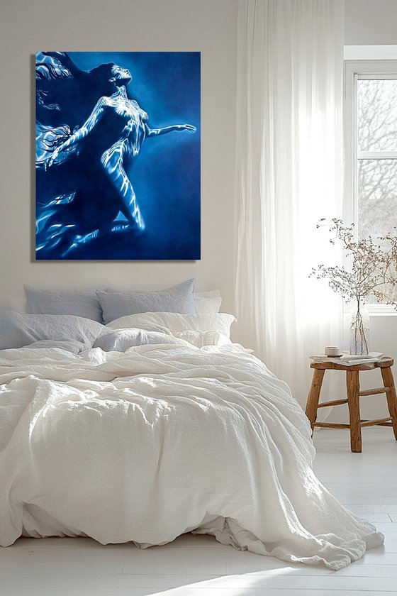 Carrying the Light – Deep Blue Water Nude
