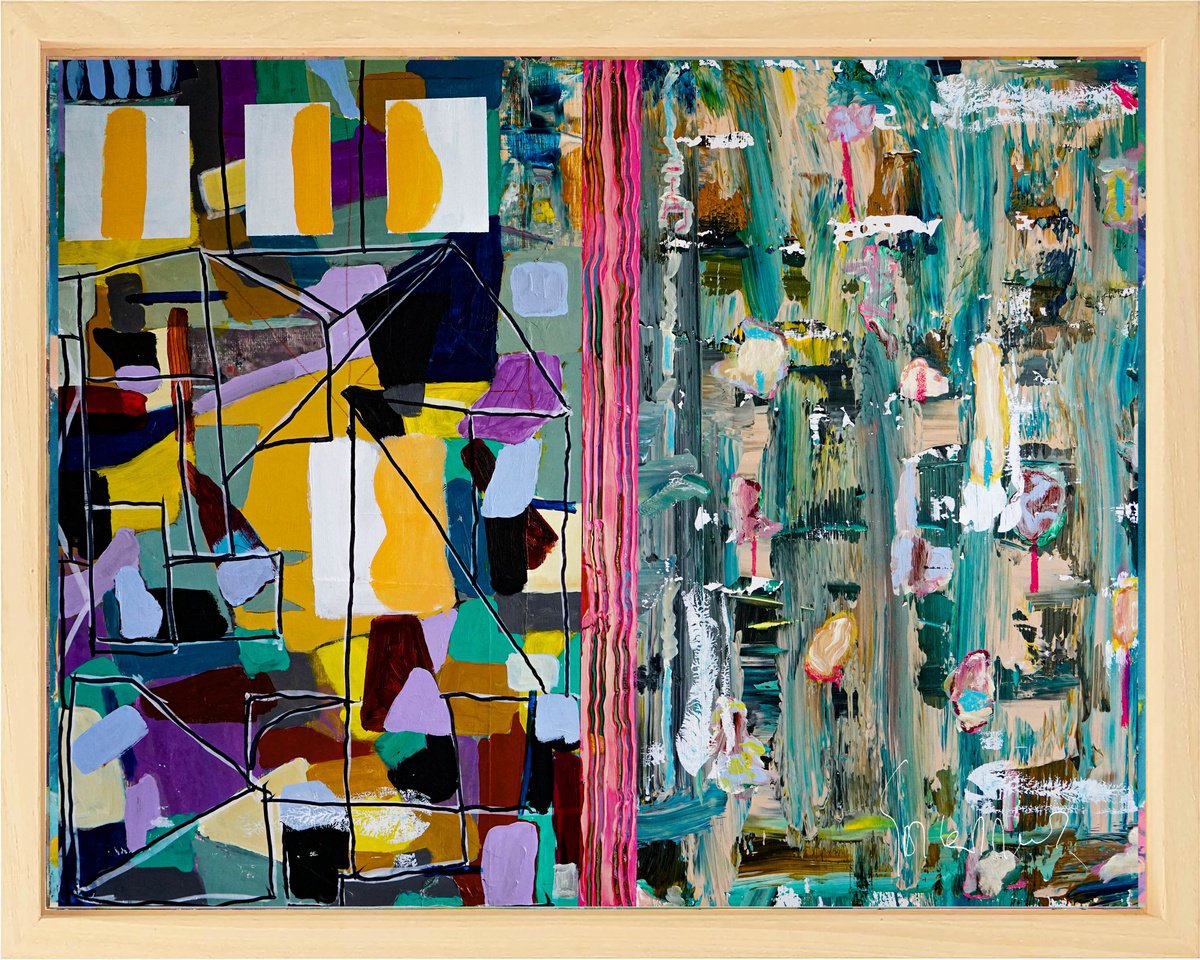 Organic Abstract Acrylic Painting By Geert Lemmers Fpa, 41 X 33, Mystery And Substance Vi, Original Artwork