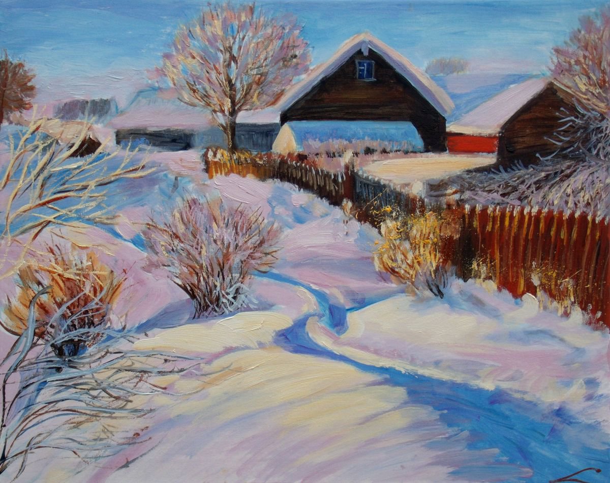 Winter village by Elena Sokolova