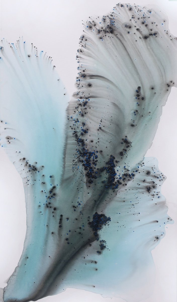 Abstract Botanical Acrylic Painting By Muriel Napoli, 24 X 39", Nature 207, Original Artwork