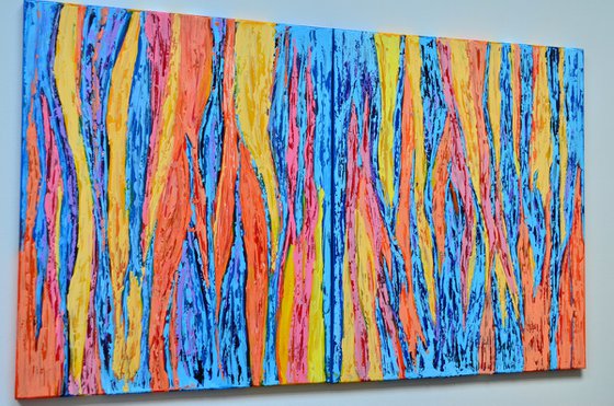 Enjoy Life - Diptych Palette Knife Textured Abstract art