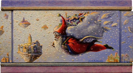 HERE COMES SANTA CLAUS - (framed 3D effect - triptych )