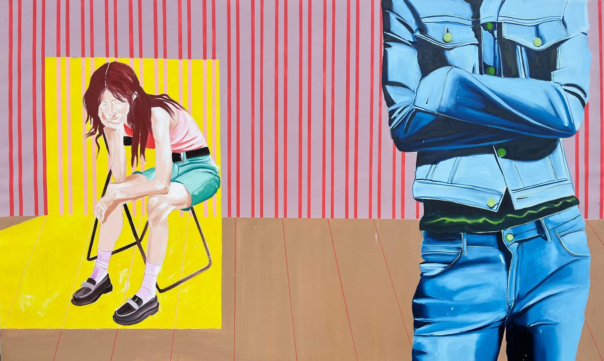 Urban And Pop Oil Painting , My Sister By Kujbus Janos, 77 X 47, Artwork For Sale On Artfinder