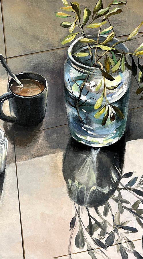 Still life an olive branch. by Maria Kireev