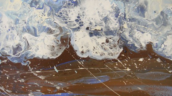 47.2” LARGE Seascape Painting “White Waves”