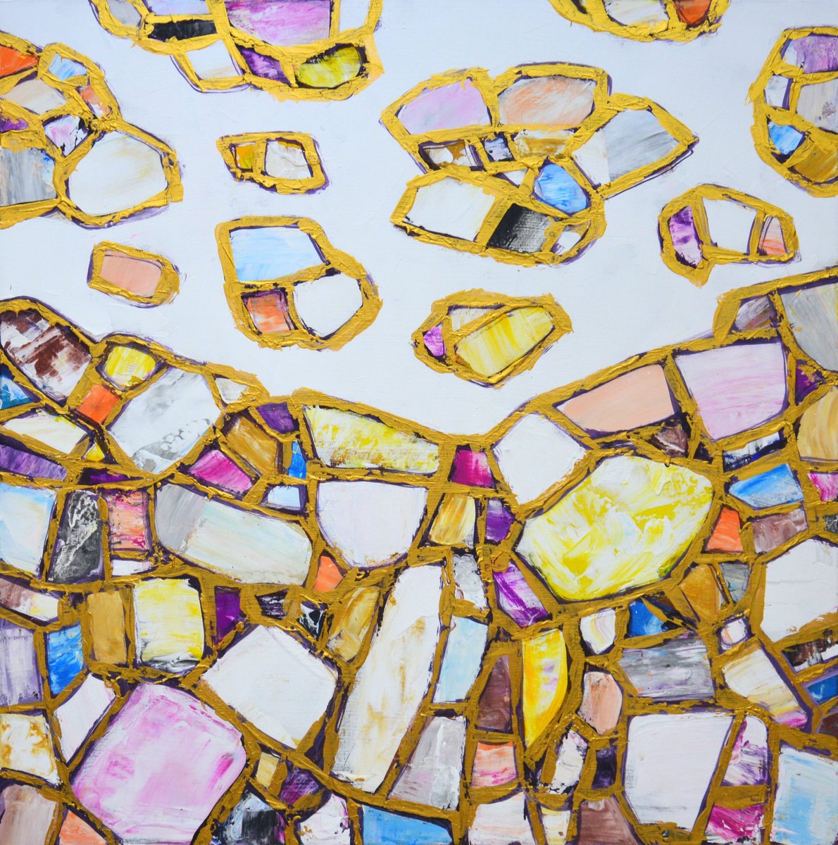 Abstract Acrylic Painting By Iryna Kastsova, 31 X 31, Morning, Original Artwork