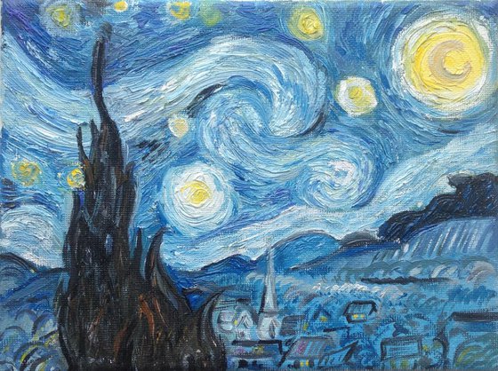 "Starry night" Copy on mini 15x20 canvas