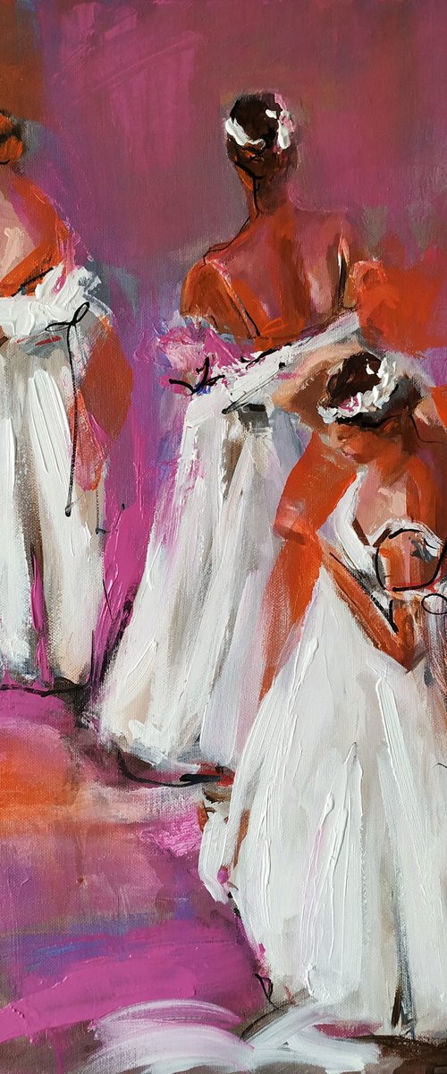 Behind the Scenes  Ballerina painting-Ballet painting by Antigoni Tziora