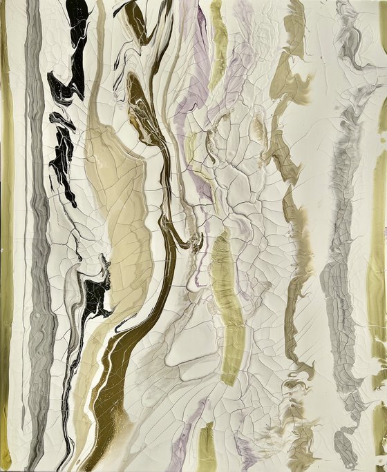 Gold White Abstract painting. Desert.