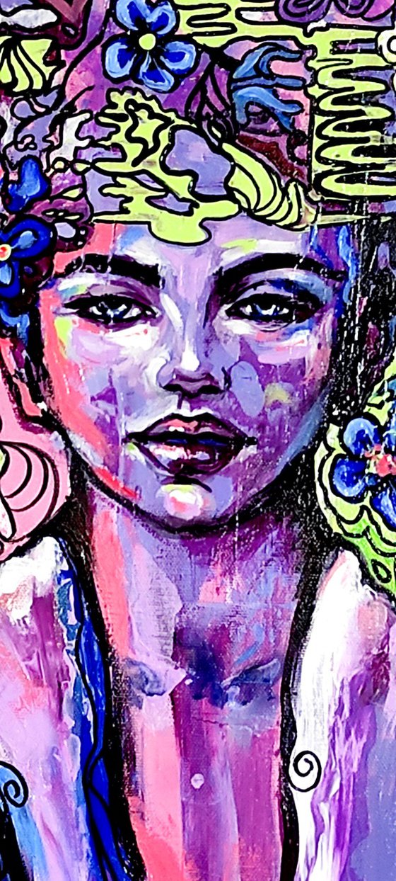 "Colorfully Beauty" original acrylic painting,40x80x2 cm, ready to hang