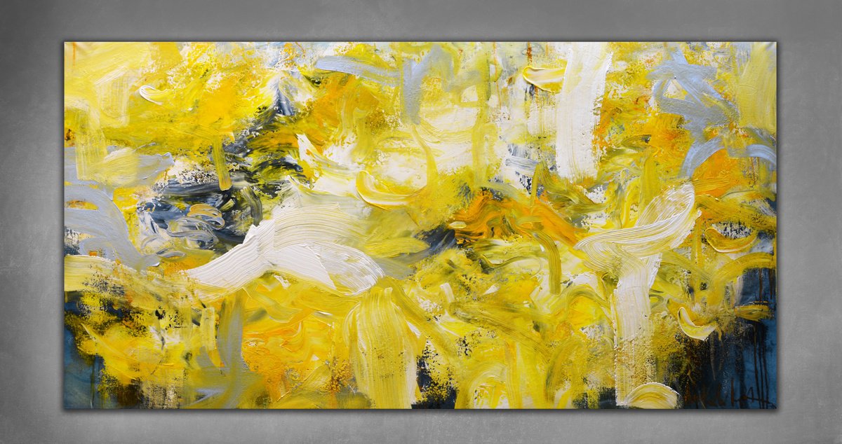 Abstract Acrylic Painting By Andrada Anghel, 60 X 30, Sunlit Dreamscape, Original Artwork