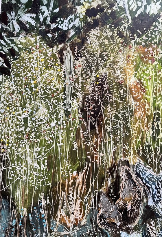 Two chickens in the garden