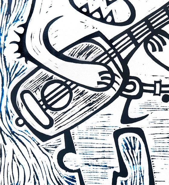 Сat with guitar