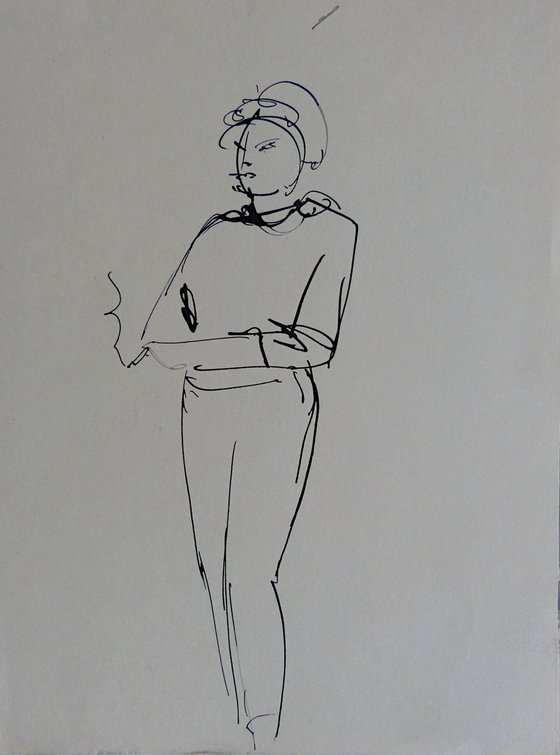 A Cigarette,  double drawing, 17x22 cm