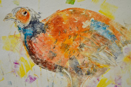 Pheasant monoprint 1/3