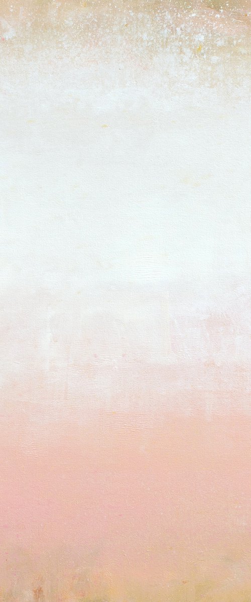 Pink Blush 220602, peach pink and white abstract color field. by Don Bishop