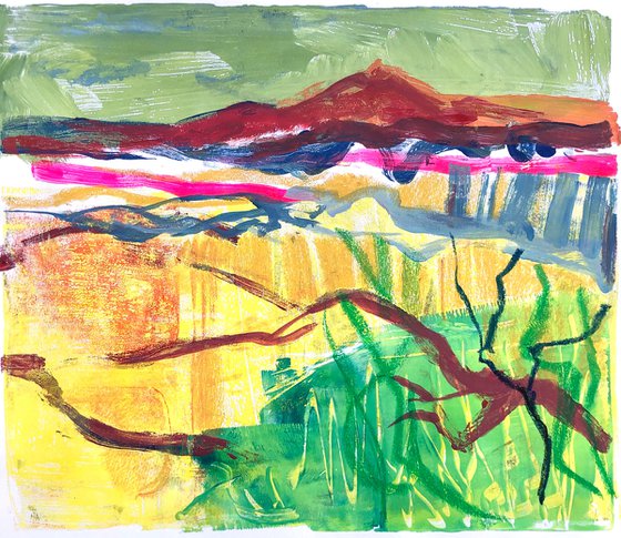 Large Monoprint Landscape 4 - Bodmin Moor