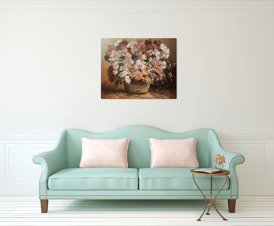 Abstract flowers(100x80cm, oil painting, palette knife)