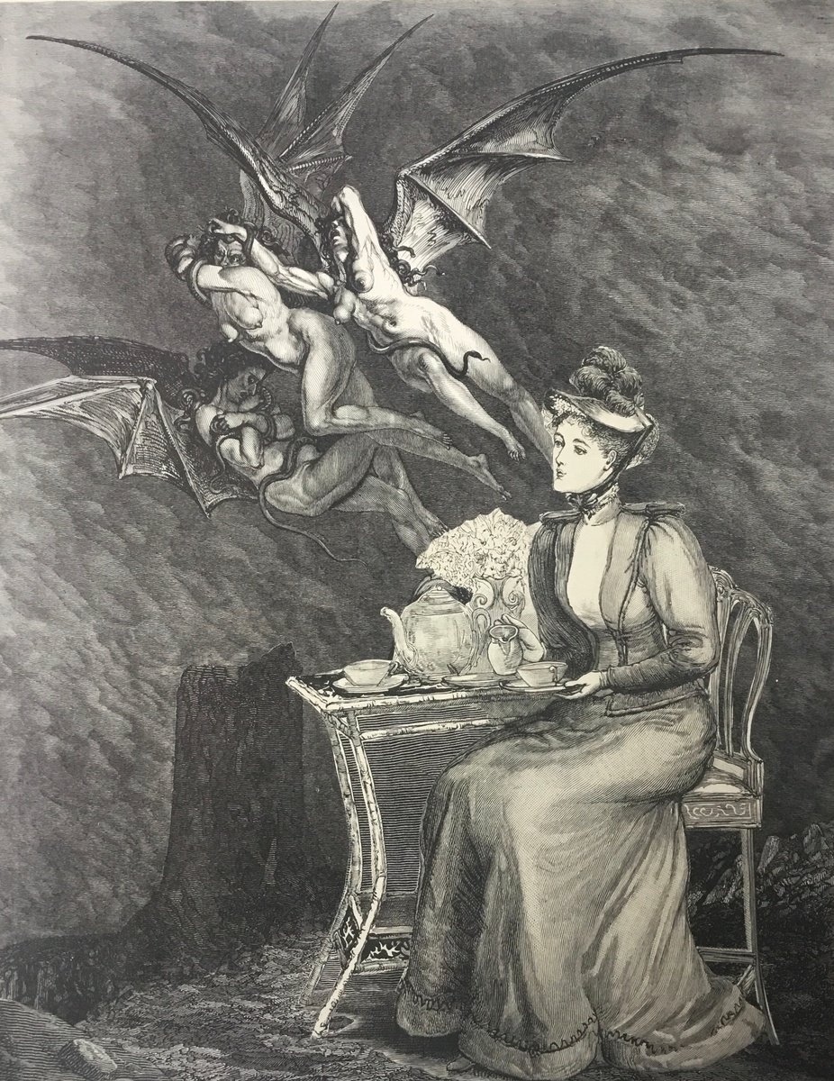 Surrealistic Portrait Collage By Tudor Evans, 7 X 9", Afternoon Tea, Original Artwork