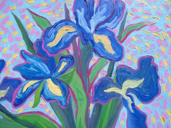 Flower Vase - Irises 5 SOLD