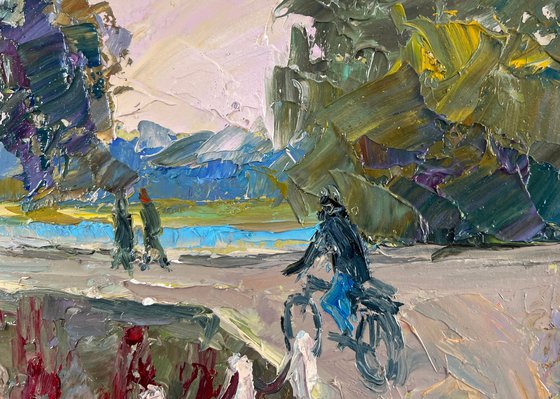 A Mysterious Evening on the Dam in the City