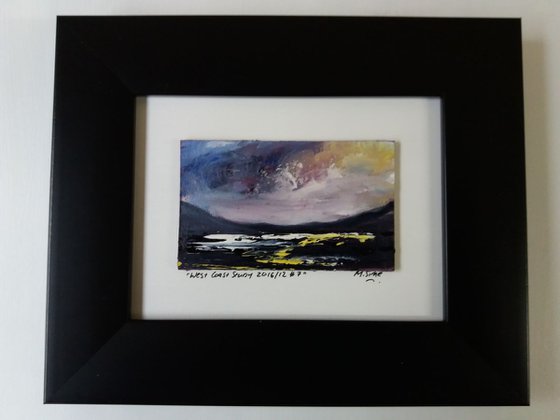 West Coast Study- 2016/12 #7- View to Skye - Scottish Isles - Small Framed Oil Painting 14 x 9.7cm (5.5 x 3.81 Inches)