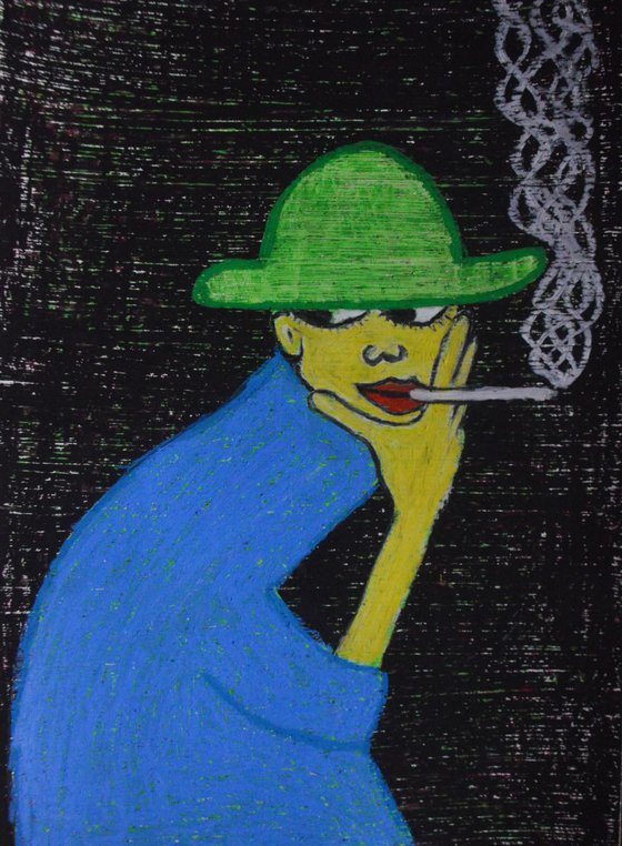 In green hat